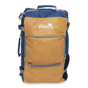 iGobag- WEAR AS YOU WISH, A VARIETY OF STYLE 3 in 1 Blue Colour Water Resistnt With Leather Look And 17 Inch Laptop Compartment Trekking Ruksuck Bag For Unisex Adults